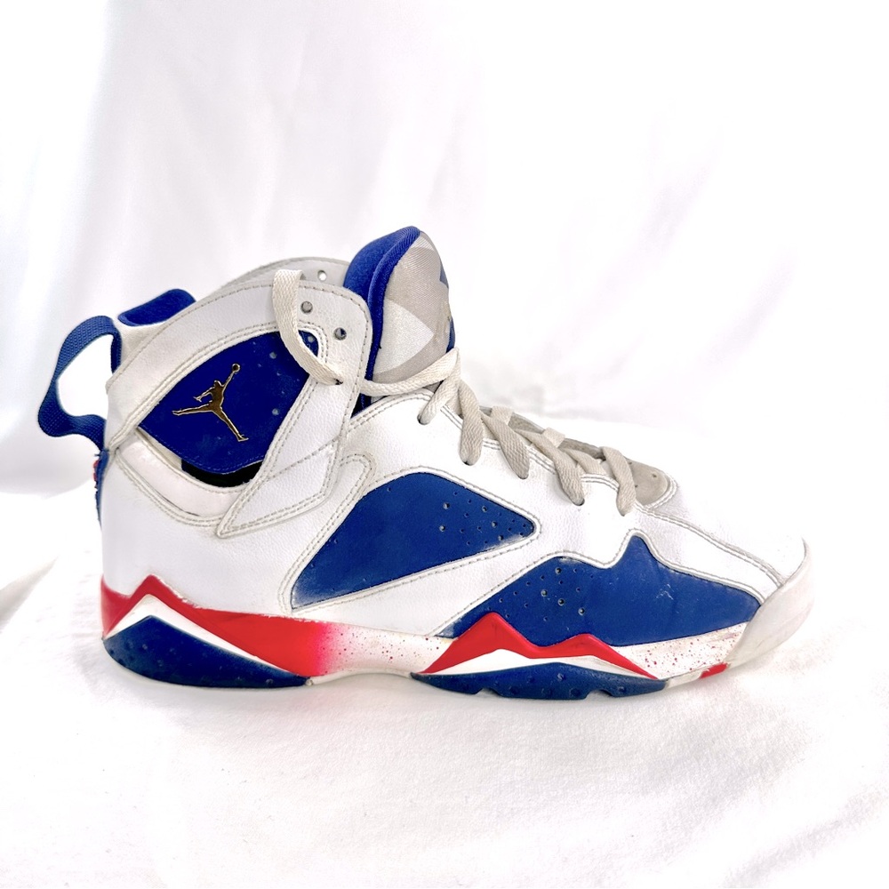 Nike Air Jordan 7 Tinker Alternate Olympic Youth Size 7 White Red Blue Shoe